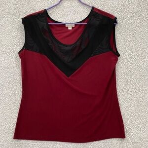 Vivian Wong Tank Top, Womens Large Purple Black Laced Neckline Vintage